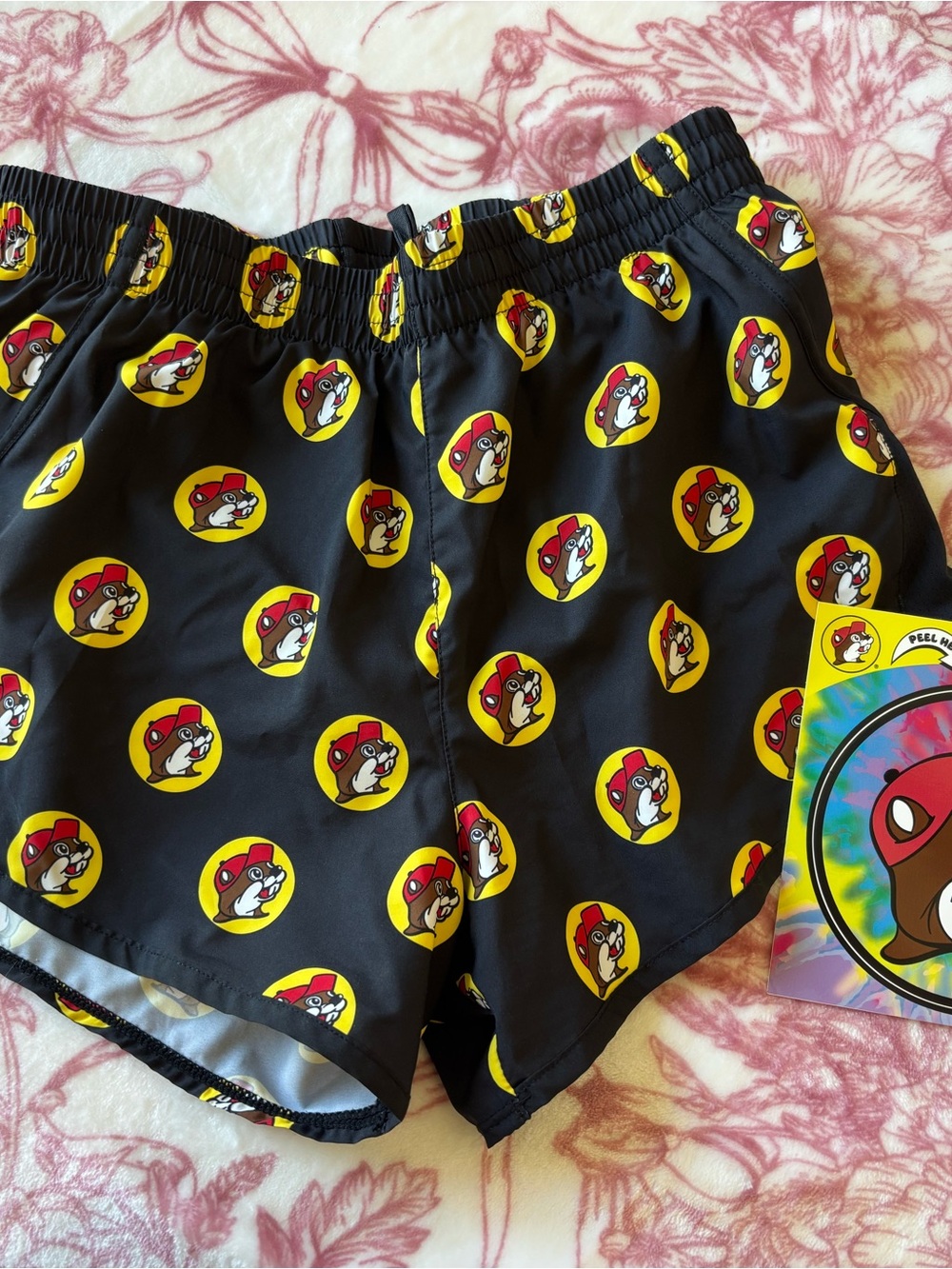 Buc-ee's Black Logo Track Shorts Small AND Logo Sticker - Picture 4 of 9
